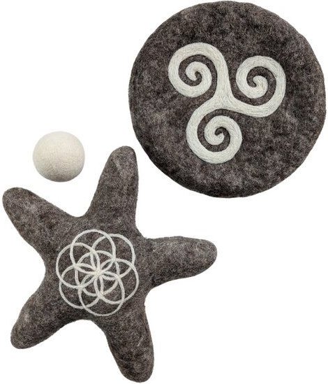 Wooliie Hunde-Spielset aus 100 % naturbelassener Schurwolle – handgefertigt & schadstofffrei (3er-Bundle) - Frisbee & St...