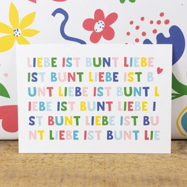 Thumbnail - Bow & Hummingbird Postkarte Liebe ist bunt