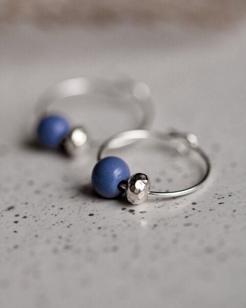 lille mus Creolen 'Porzellanperle' aus Porzellan und 925 Silber / vergoldet