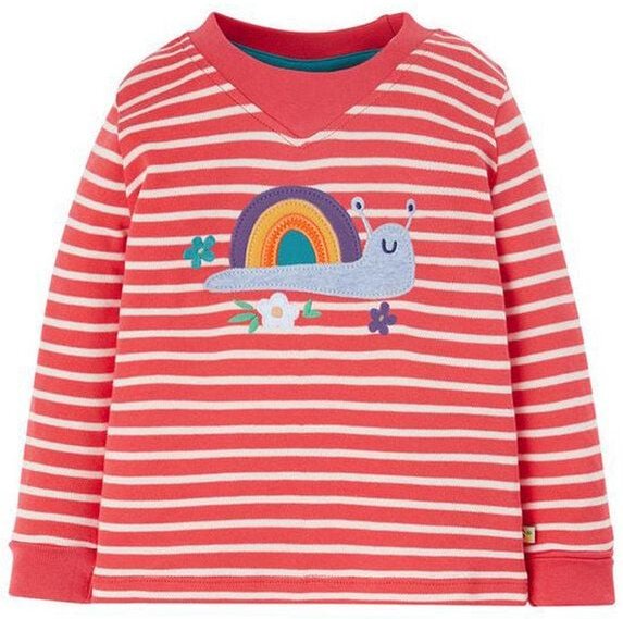 Frugi Langarm-Shirt Schnecke in melone-weiss gestreift Easy on Top Snail