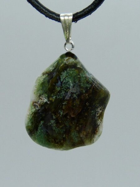 OneWorldMinerals Moosachat, Edelstein - Schmuckanhänger, mit Silberöse