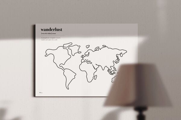 meine-weltkarte Stylische Weltkarte "Wanderlust" #2- nachhaltig & handemade in Germany - Wanddekoration Weltkarte - Keil...