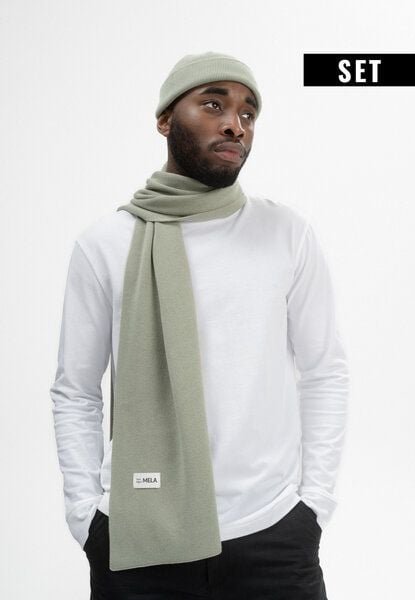 MELA Bundle Feinstrick Mütze HIMMAT + Jacquard Schal ASMEE