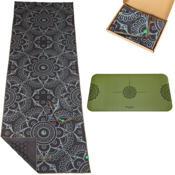 Divasya Yoga Travel-Set: 2 Yoga-Handtücher und 1 Yoga-Pad