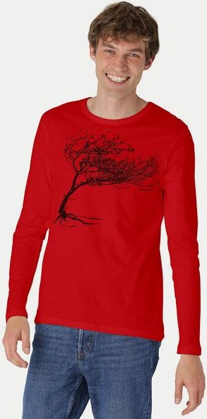 Peaces.bio - handbedruckte Biomode Bio-Herren-Langarmshirt "Windy Tree"