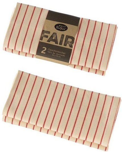 Thumbnail - weltPartner Geschirrtücher mit schmalen Streifen aus Bio-Baumwolle, 2er-Set