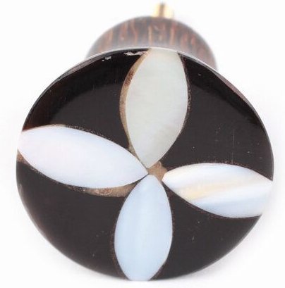 El Puente Schrankknopf Palm-Holz, Bein, Horn, mit Metallschraube und Zubehör, Ø 3 cm