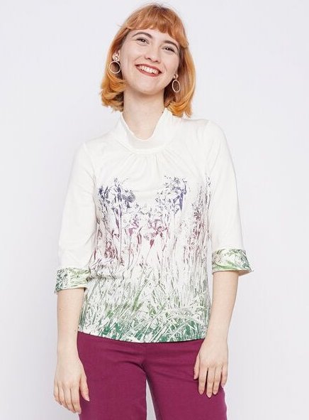 Peaces.bio - handbedruckte Biomode Bluse Mystic Iris