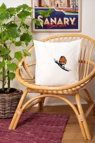 Hirschkind Bio-Kissenbezug 'Rotkehlchen', 40*40cm