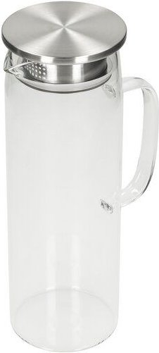 elasto Glaskaraffe 1,5 l „Vivara“ aus Borosilikatglas mit Edelstahl Sieb