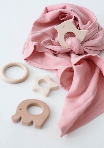 Schnuffeltuch Musselin Holz *Greifling* 10 Farben | Bio Baumwolle | NoniKids Berlin