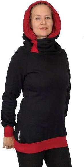 liebewicht Kapuzenpullover KapOn schwarz/rot 2 Längen nach Wahl