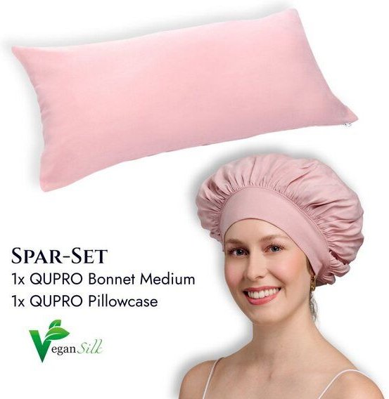 Qupro Spar-Set Schlafhaube & Kissenbezug vegane Seide
