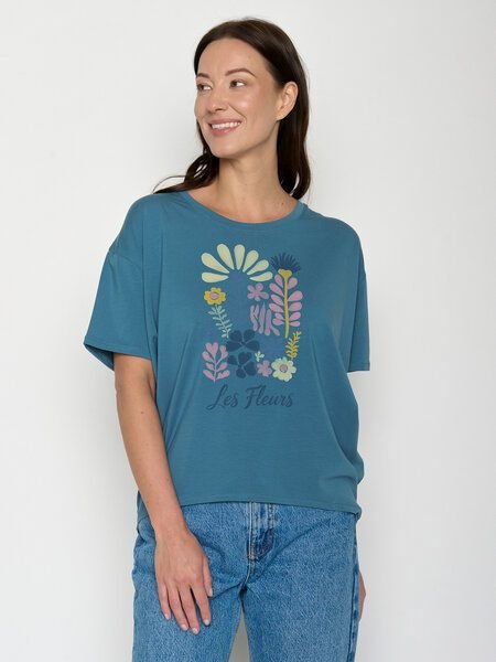 GREENBOMB Les Fleurs Feel - Lässiges T-Shirt aus Bio-Baumwoll-Mix / hochwertiger Print / GOTS / Fair & Vegan