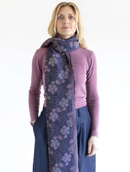 Djian Schal Jacquard 100 % Bio-Baumwolle – Fine Flowers