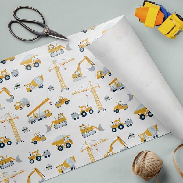 Fines Papeterie 3m Geschenkpapier für Kinder * Motiv Baustelle * auf Rolle * 300x47 cm *