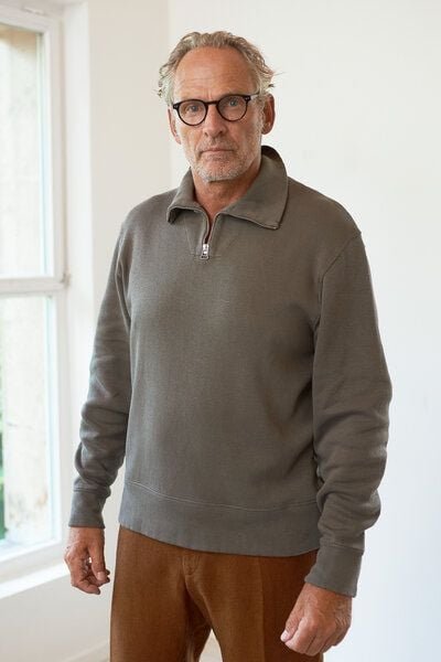 About Companions Entspannter Reißverschluss-Pullover NOAM aus schwerem Bio-Baumwoll-Ripp