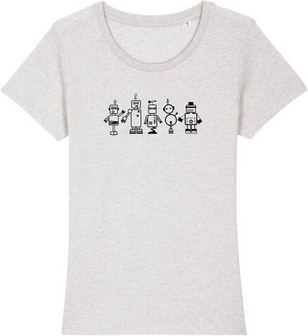 Spangeltangel T-Shirt "Roboter", Damenshirt, bedruckt, Handsiebdruck