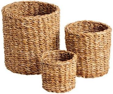 Originalhome Natürlicher Korb aus Hogla, handgefertigt, 3er Set, Klein