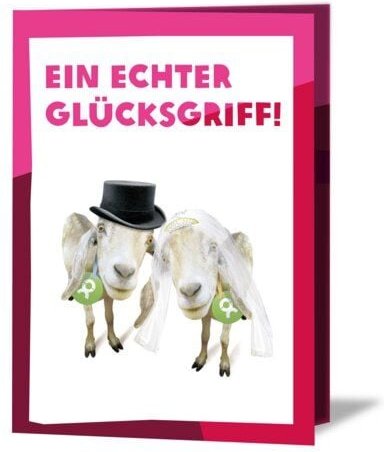OxfamUnverpackt Spenden-Geschenk "Ziegenpärchen" (Grußkarte mit Magnet)