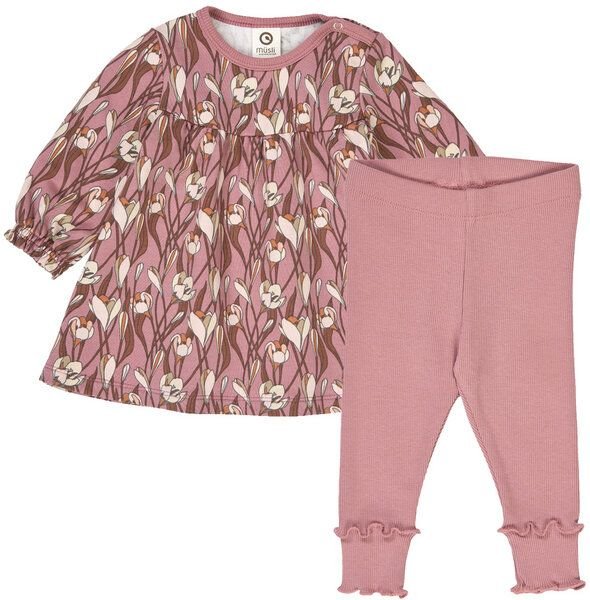 müsli Set aus Langarmkleid und Babyleggings