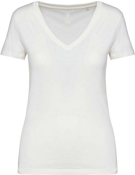 YTWOO Damen Tshirt mit V-Ausschnitt aus 100% Bio-Baumwolle