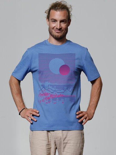 watapparel T-Shirt Unisex Sun and Moon Skyline