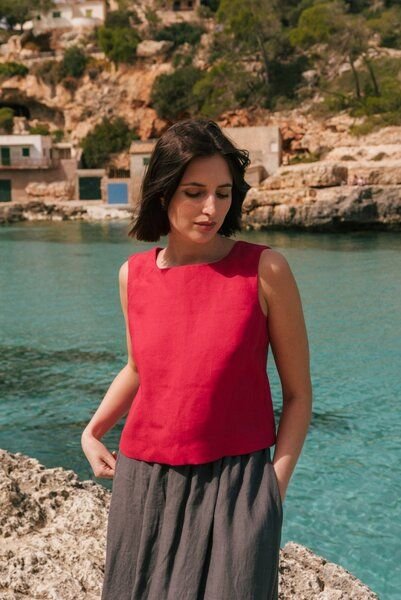 AmourLinen Klassisches ärmelloses Leinentop Lucia