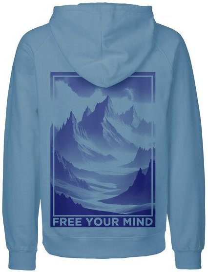 HANDGEDRUCKT "Free Your Mind" Männer Hoody aus reiner Biobaumwolle (kbA)