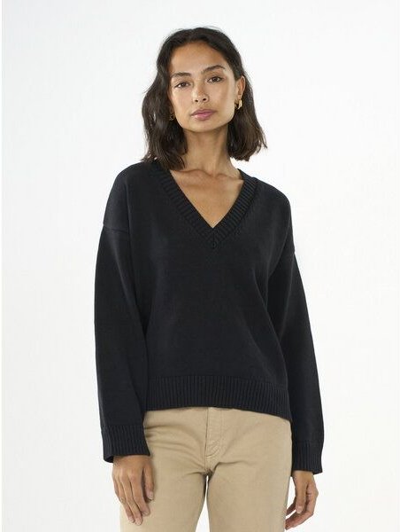 KnowledgeCotton Apparel Strickpullover mit V-Ausschnitt aus Bio-Baumwolle