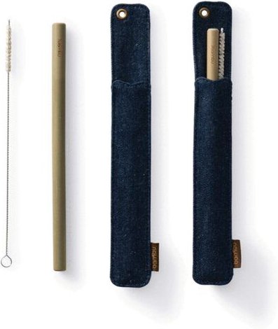 Bambus Strohhalm mit Hanftasche