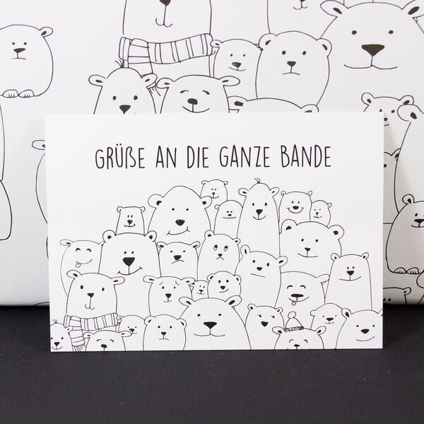 Bow & Hummingbird Postkarte "Grüße an die ganze Bande"