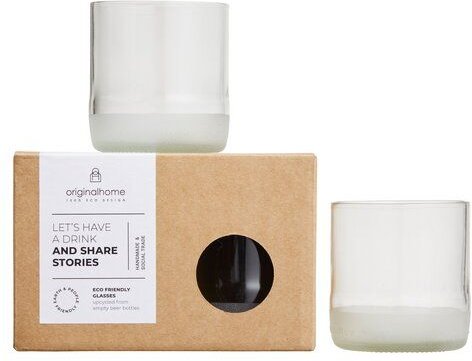 Originalhome Trinkgläser aus recycelten Bierflaschen, S/2 – grünes Geschenk, fair gefertigt & spülmaschinenfest.