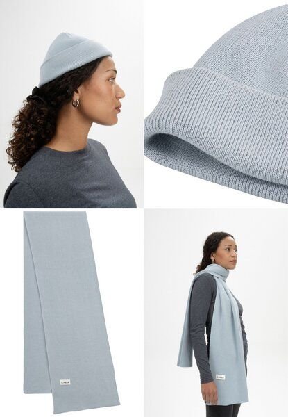 MELA Bundle Feinstrick Mütze kurz LESH + Jacquard Schal ASMEE