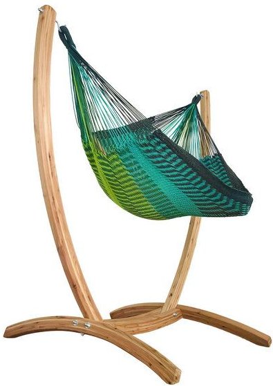 MacaMex Hängesessel SET – Uve Holzständer mit Vela Netzhängesessel