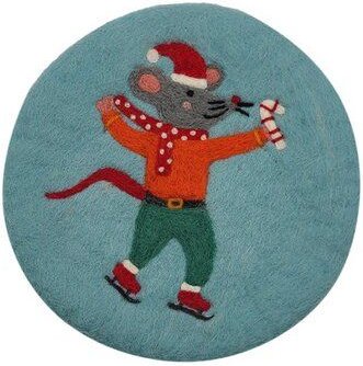 Frida Feeling Filzuntersetzer rund mit verschiedenen Weihnachtsmotiven