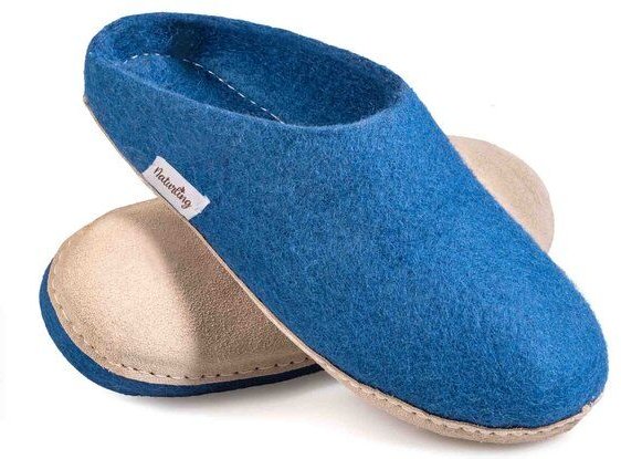 naturling Filz Damen Hausschuhe mit weicher Ledersohle
