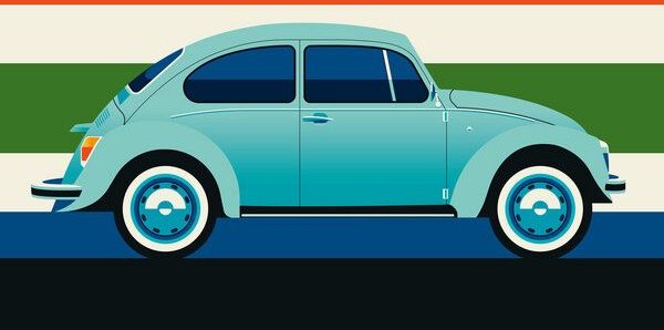 Photocircle Poster / Leinwandbild - Blue Vintage Beetle