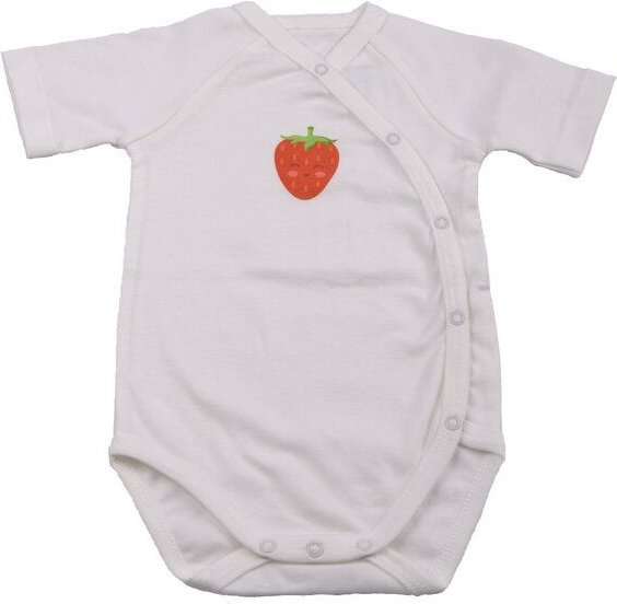 El Puente Babybody "Funny Strawberry", 100% Baumwolle aus kbA, naturweiß/bunt