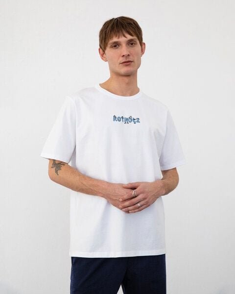 Rotholz Logo Print T-shirt Bio Baumwolle - Weiß