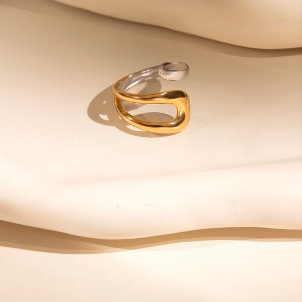 ELEKTROPULLI Größenverstellbarer Gold Silber FLOOD Ring