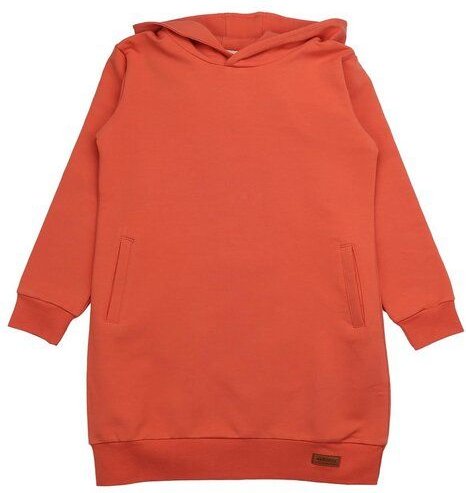 Kinder Sweatkleid GOTS zertifiziert Bio-Baumwolle, Orange, Kapuze, Walkiddy