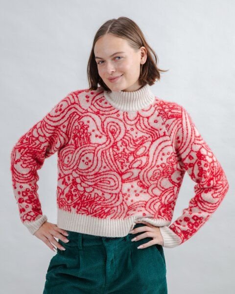 Brava Fabrics Strickpullover Noodles Jacquard Ecru
