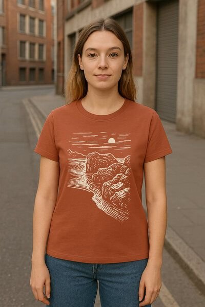 ilovemixtapes Black Beach Damen T-Shirt – Bio-Baumwolle | Handdruck | Fair & Nachhaltig