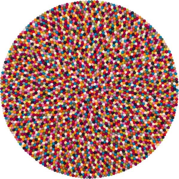 myfelt Filzkugelteppich rund, 100% Schurwolle