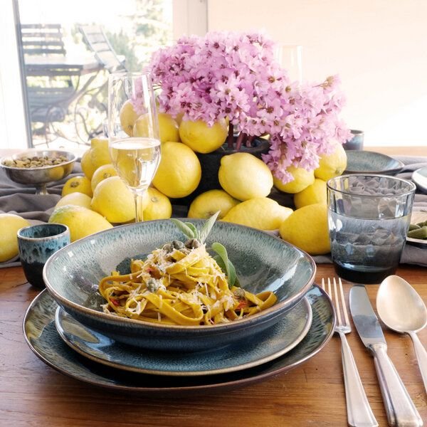 Izanami Tableware Handgemachter Pasta Teller 4-8er Set (⌀ 22,5 cm) aus Steinzeug - Krumme Lanke