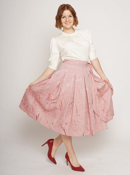 Peaces.bio - handbedruckte Biomode Leinenfestrock Blütengräser