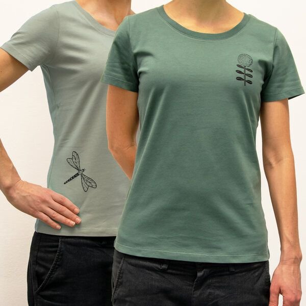 Cmig Basic Unique - 2er Pack Damen T-Shirts mit feinen Details - natur Motive aus dem Norden