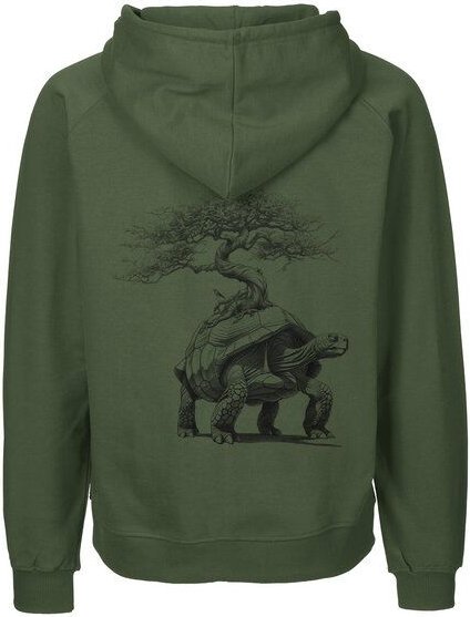 HANDGEDRUCKT "Lange Reise" Männer Zip-HOODY aus reiner Biobaumwolle (kbA)