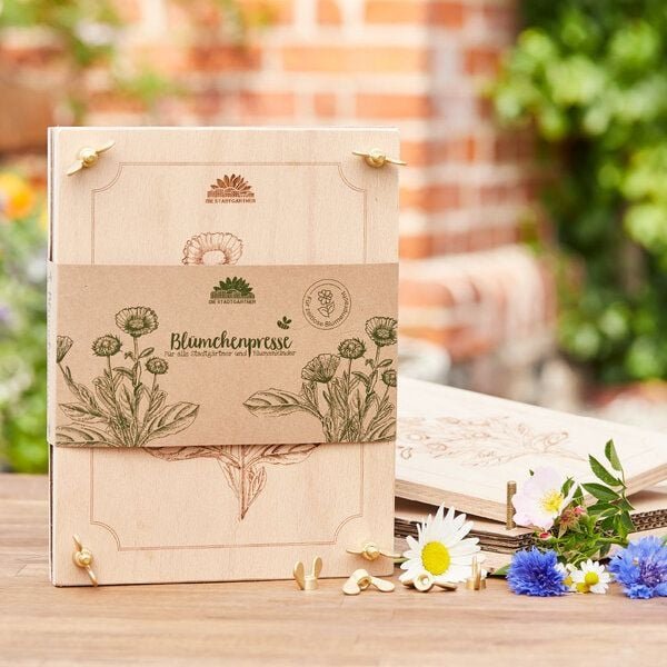 Die Stadtgärtner Hochwertige Buchen-Blumenpresse mit großer Pressfläche (190 x 250mm)